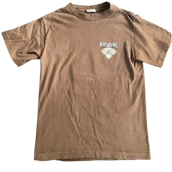 Vintage Y2K Rip Curl Surf Rare Big Logo Beach‎ Skateboarding T-Shirt Brown Small - Picture 3 of 11